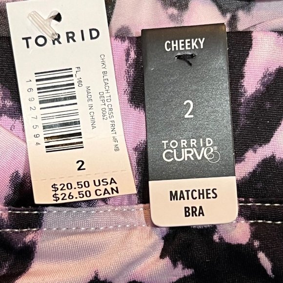 NWT TORRID Cheeky Pantie Underwear Sz 2X Pink Black Silky - Picture 3 of 4